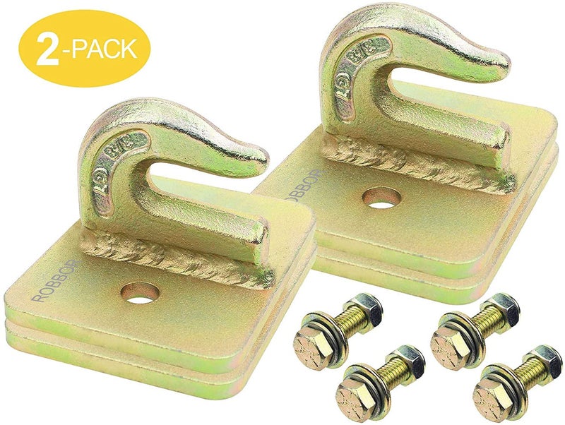 Robbor Grab Hook 3/8 in Bolt-on Grab Hook Grade 70 Forged Steel Tow Hook Work Well for Tractor Bucket, RV, UTV,Truck with Backer Plate and Hardware -2 PK - Image 3